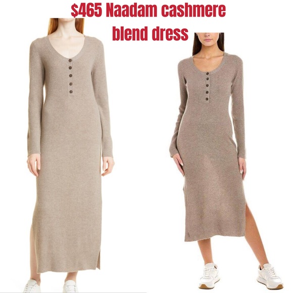 $465 Naadam cashmere blend ribbed sweater dress size xl - Picture 4 of 9